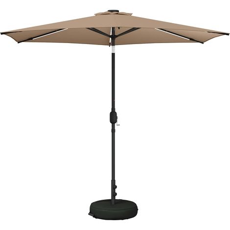 Garden Parasol with LED Lights and Base 270 x 270 cm Polyester vidaXL (1/5)