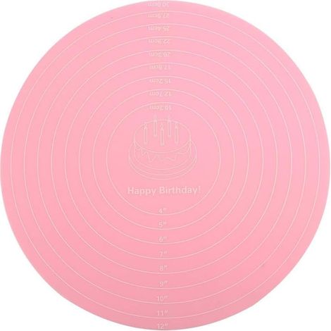 Round Silicone Baking Mat, Non Slip Silicone Pastry Mat, Heat Resistant Silicone Mat with Measures, Kneading Mat for Cake Turntable Holder (1/5)