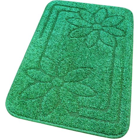 Tappeto Bagno Tinta Unita Antiscivolo Assorbente Scendiletto 100% Made In Italy Verde - 50x80 cm
