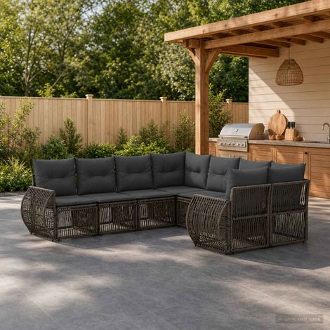 vidaXL Conjunto de sofás de jardín 8 uds. 8-Número de plazas Gris (1/5)