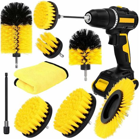 Brosse Perceuse 8PCS Perceuse Brosse de Nettoyage Brosse de Jante Voiture Brosse Nettoyage Perceuse Électrique Nettoyage de Roue pour Jantes, Carrelage, Baignoire, Briques (1/5)