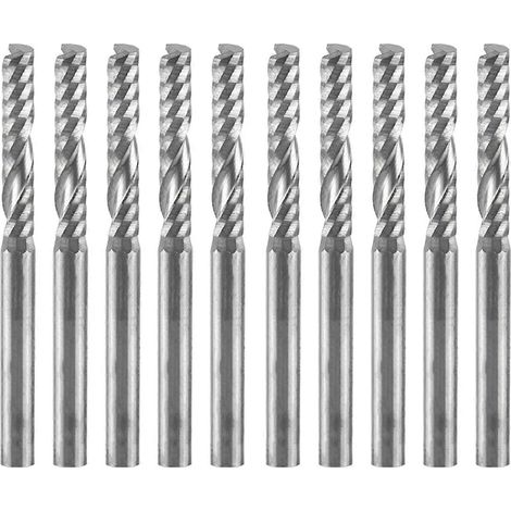 10 Stück Hartmetall-Schaftfräser, einschneidig, spiralförmig, CNC-Fräser, 3,175 x 17 mm