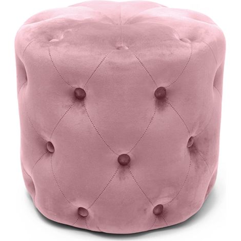 Pouf imbottito tondo, seduta in velluto per arredamento moderno h 41 cm -Grigio (1/5)