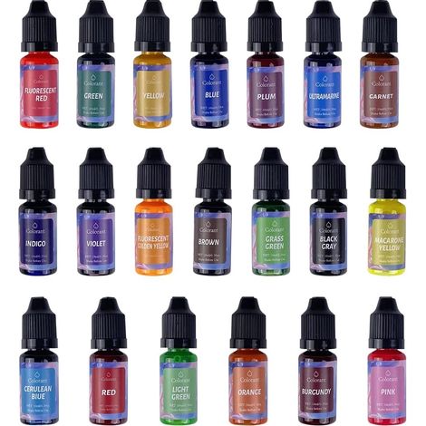 Colorant Cire Bougie - 20 Couleurs Colorant de Bougie Liquide pour Fabrication de Bougies Bricolage - Kit Pigment de Bougie Concentrée - 10ml par couleur (1/5)