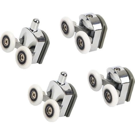 Lot de 4 (23 mm) Roulettes de Porte de Douche,pièces,doubles,durables et silencieuses,roulette porte coulissante douche,pour portes en verre de 3 à 6 mm d'épaisseur (1/5)
