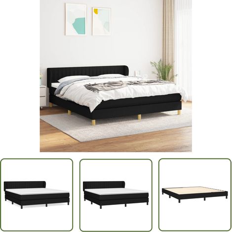 The Living Store Boxspringbett mit Matratze Schwarz 160x200 cm Stoff - Boxspringbett - Doppelbett - Schlafraumgestaltung - Bettenrahmen - Lattenrost (1/5)