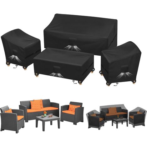 4 Piece Outdoor Conservatory Cover Set, Black Patio Furniture Cover, Waterproof Patio Garden Furniture Outdoor Conservatory Lawn Furniture Set Cover (1/5)