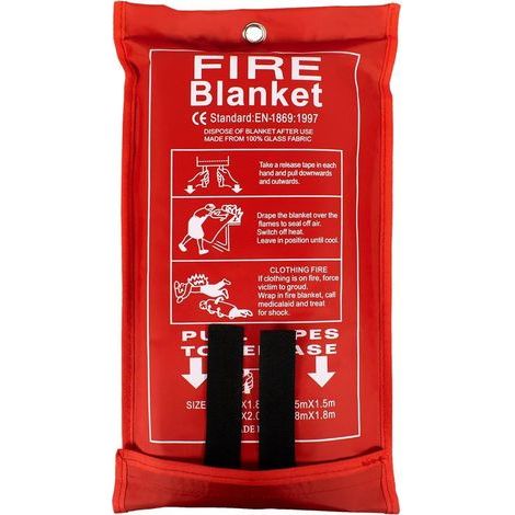 (1,8 x 1,8 m) Couverture antifeu pour la maison et la cuisine Couverture d'urgence en fibre de verre pour personnes Protection ignifuge et isolation thermique. (1/5)