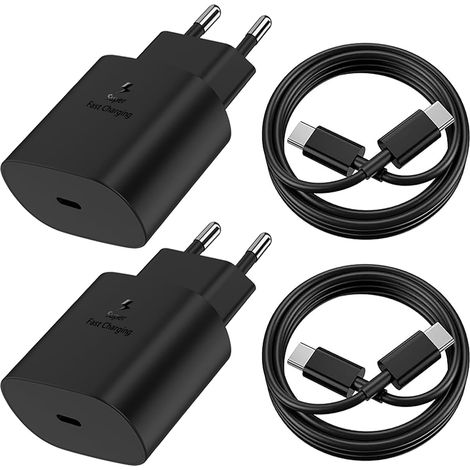 Caricabatterie USB C da 25 W con cavi da 2 m, ricarica rapida per Samsung Galaxy S25/S24/S23/S22/S21 Ultra/S21+/S20/Note20/S10/S9, iPhone 16 Pro Max/15 Plus/iPad Pro, adattatore di alimentazione (1/5)