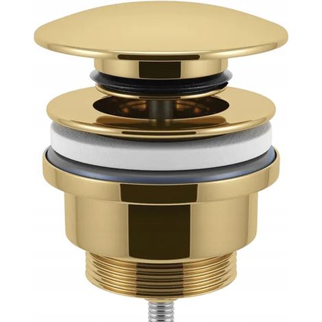Tapón universal dorado de clic-clac para lavabos, de latón. (1/5)