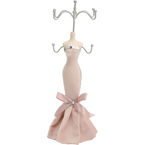 Présentoir à bijoux mannequin rose clair, porte-boucles d'oreilles, colliers et bagues, organisateur de rangement suspendu (1/5)
