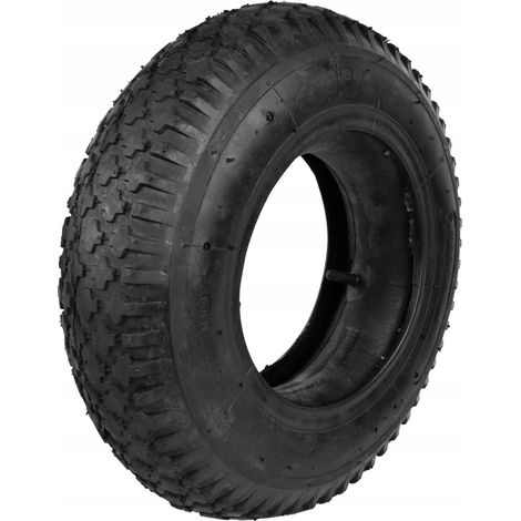 Pneu de brouette 39 cm – Charge max 120 kg – Caoutchouc – Tube intérieur inclus – Pour chantiers humides et terrains accidentés – Geko