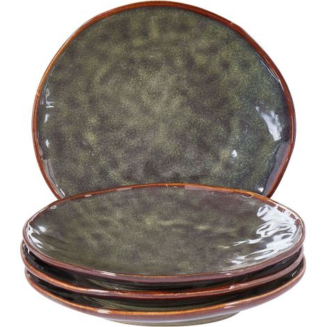 Set of 4 Side Plates THYME Stoneware Dark Green (1/5)