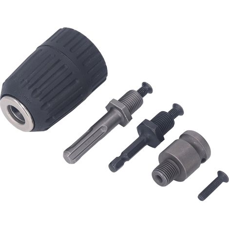 Jeu de mandrins de perceuse à main en alliage ABS, filetage de 2 à 13 mm, haute précision, autoserrants, avec 3 adaptateurs pour le bois. (1/5)
