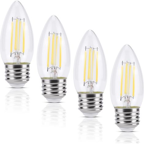 Ampoules LED rétro E27, dimmables 4 W C35, blanc chaud 2700 K, idéales pour suspensions, lampes de table et appliques murales - Lot de 6 (1/5)