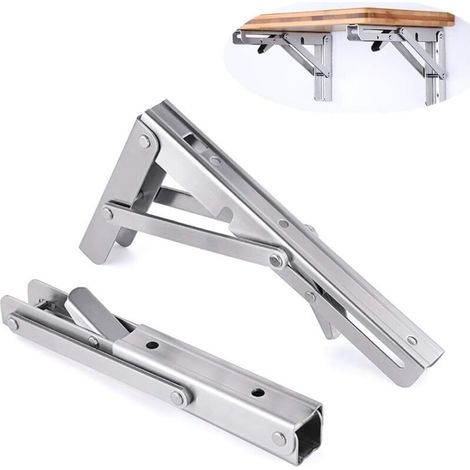 2 pièces Équerres de Support d'étagère, Support de Tablette Flottante Suspendue, Support à Angle Droit Mural, Finition brossée en Acier Inoxydable Robuste, étagère de Support de Tablette (1/5)