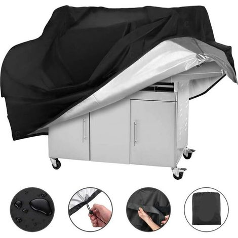 Housse pour grill BBQ Housse de protection imperméable et anti-poussière pour grill BBQ - 210D Oxford Fabric, 14561117cm, Noir, 1pc (1/5)