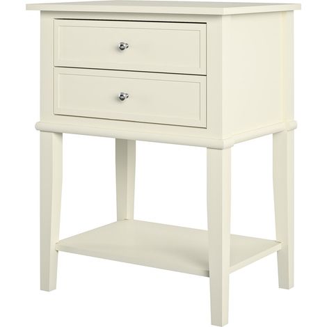 Table d'appoint avec 2 tiroirs en mélaminé blanc (1/5)
