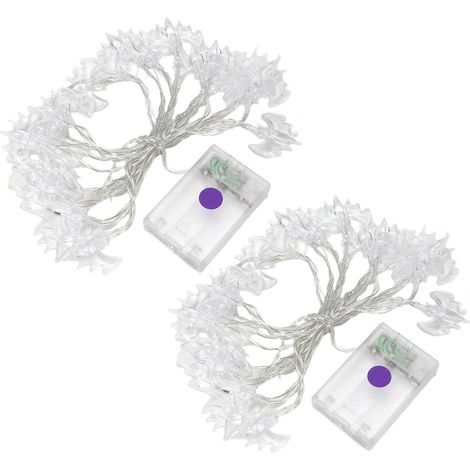 Lot de 2 guirlandes lumineuses transparentes en forme de chauve-souris, 20 LED, 3 mètres, pour décoration de fête d'Halloween à la maison (1/5)