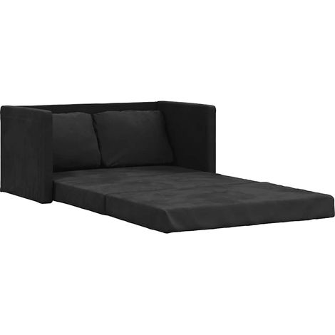 vidaXL Divano Letto da Terra 2 in 1 Nero 122x204x55 cm Velluto (1/5)