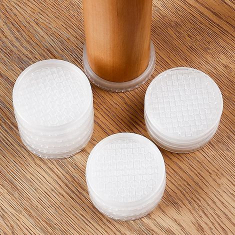 Patins de lit en silicone, ronds transparents taille moyenne, 4 pièces par paquet x4, antidérapants et silencieux, fixation pour pieds de chaise et canapé (1/5)