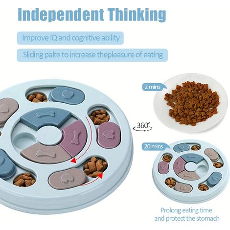 Distributeur de croquettes interactif pour chiens - Favorise une alimentation lente et stimulante mentale - Divertissement et exercice - BleuBleu (1/5)