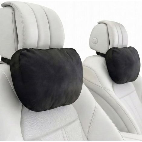 Ensemble de 2 oreillers de voiture, appui-tête de siège conducteur, oreiller de tête, dossier moelleux, idéal pour dormir en voiture (noir, tête) (1/5)