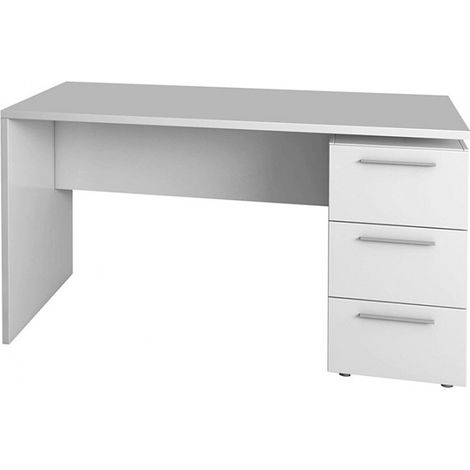 Bureau avec 3 tiroirs coloris Blanc Artik - 74 x 138 x 60 cm -PEGANE- (1/3)