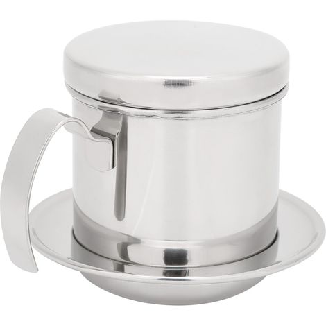 Kaffeefilterkanne aus vietnamesischem Edelstahl, glänzend silberfarben, für Zuhause, Küche, Büro, Restaurant oder Café. (1/5)