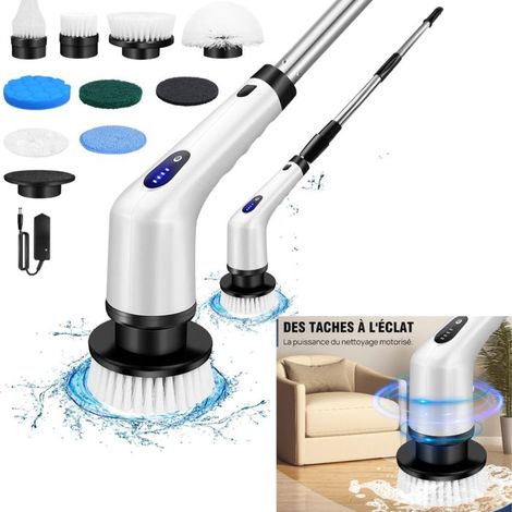 Kit de Cepillo de Limpieza Eléctrico Rotativo - 10 Accesorios Completos, Recargable, Mango Extensible, Ideal para el Hogar