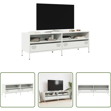Metall-Schrank -  TV-Schrank Weiß 135x39x43,5 cm Kaltgewalzter Stahl (1/5)
