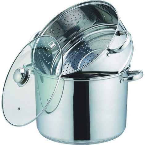Couscoussier / Cuit Vapeur / Faitout 3 en 1 - Diamètre 26 cm - 10 Litres - Acier Inoxydable - Couvercle en Verre - Tous Feux dont Induction - 0008072 (1/3)