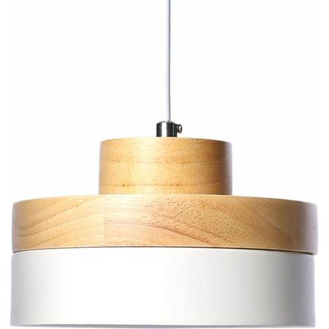 E27 Modernes Suspensions Luminaire Plafonnier Luminaire Contemporain Blanc Vernis Plafond Lustre Bois et Metal Suspensions Luminaire  Lampe(Blanc)