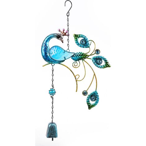 Veleta decorativa de jardín – soporte para símbolos – modelo de pavo real hecho de vidrio multicolor y hierro (46 cm) – regalo ideal para madres y abuelos (1/5)