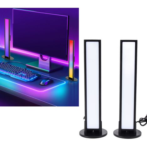 Bande lumineuse d'ambiance 3D pour bureau, effet rythme musical, RGBW irisé, compatible gaming, Bluetooth, avec capteur musical, conforme aux normes américaines. (1/5)