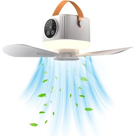 Tragbarer Campingventilator (7200 mAh) mit LED-Licht, Fernbedienung, abnehmbaren Flügeln, Timer, 4 Geschwindigkeitsstufen, 3 Helligkeitsstufen und USB-Aufladung. Ideal für Zelte, Autos usw. (1/5)