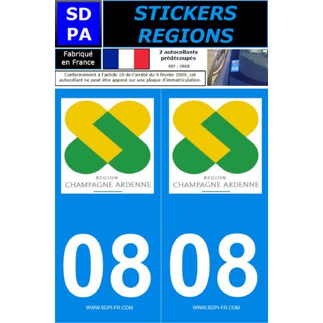 2 autocollants Region Departement 08
