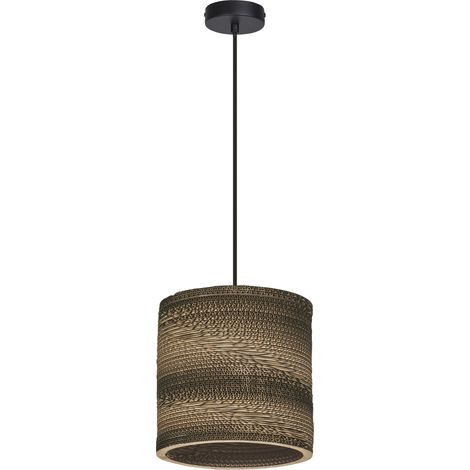 OSRAM Suspension Decor Cardboard Cylinder marron en carton ondulé, E27, 250 mm de diamètre, abat-jour en matériau recyclé, durable grâce à sa source lumineuse remplaçable, montage facile (1/5)