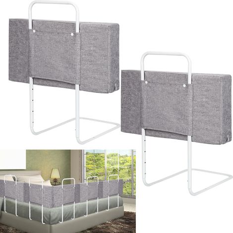 Wolketon Set da 2 sponda letto bambini 60 cm, protezione anticaduta regolabile, grigio (1/5)