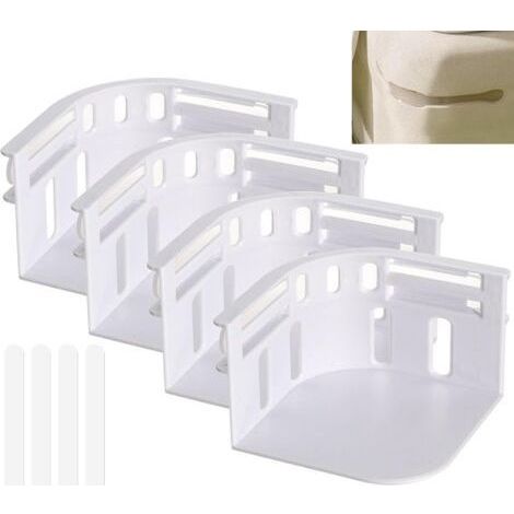Lot de 4 tendeurs de drap de lit antidérapants avec bandes fixes pour toutes les tailles de matelas (blanc)