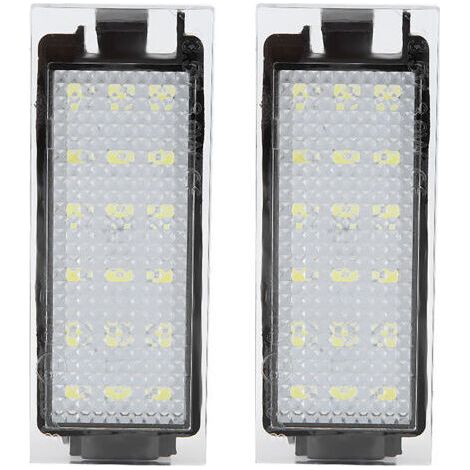 Lampe de plaque d'immatriculation LED 2 pièces 18 perles lumineuses Puissance 3W Remplacement direct pour Twingo/Clio/Mégane/Laguna