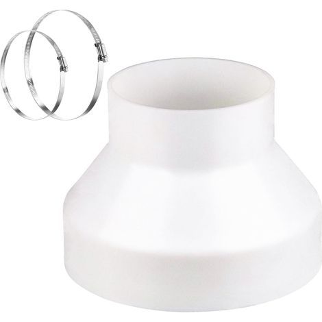 Duct reducer 150mm to 100mm, ABS connector, stainless steel clamps, for ventilation and air conditioning (1/5)