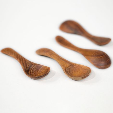 Set de 6 Cuillères BABY SPOON en Teck Naturel 10cm - Couverts Artisanaux (1/2)