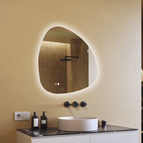 Espejo de baño LED Artforma, 84x84, Interruptor táctil, Antivaho , LED Dual, Espejo Irregular (1/5)