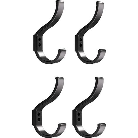 Lot de 4 patères pour couloir - Patères pour sac à dos - Patères murales modernes - Patères pour serviettes - À visser - Noir