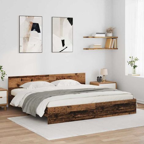 Bettrahmen mit Kopfteil Altholz 180 x 200 cm Holzwerkstoff