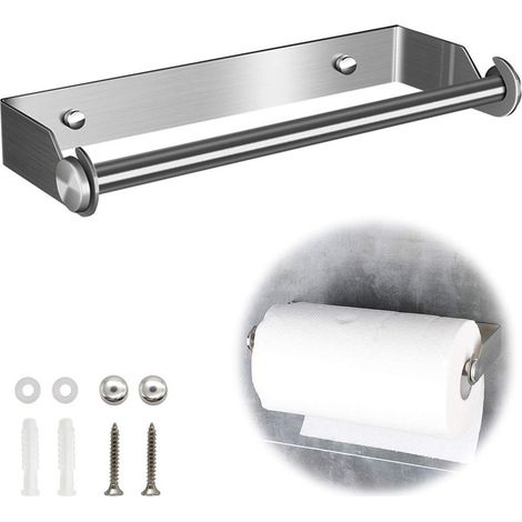 Küchenpapierhandtuchhalter aus Edelstahl, Papierhandtuchspender, Wandmontierter Küchenrollenhalter für Badezimmerschrank/Toilette (2) (1/5)