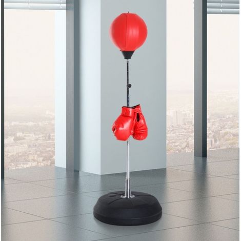 Set da boxe con punching ball regolabile 126-144 cm rosso con guanti e pompa OKWISH (1/5)