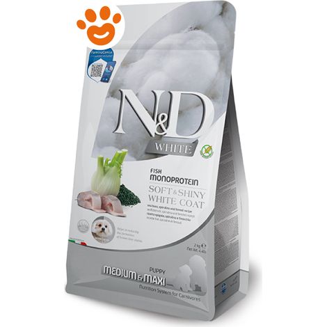 Farmina Dog N&D White Puppy Medium/Maxi Spigola e Finocchio - Sacco 2 Kg - Cibo Secco Cani