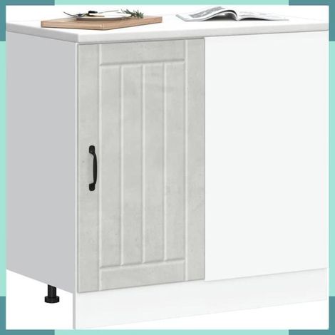 854312 Meuble bas de cuisine Lucca gris béton bois ingénierie (1/5)